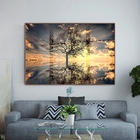 Quadro Decorativo Paisagem Grande Árvore Da Vida Com Moldura
