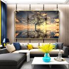 Quadro Decorativo Paisagem Grande Árvore Da Vida Com Moldura