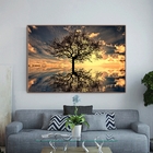 Quadro Decorativo Paisagem Grande Árvore Da Vida Com Moldura