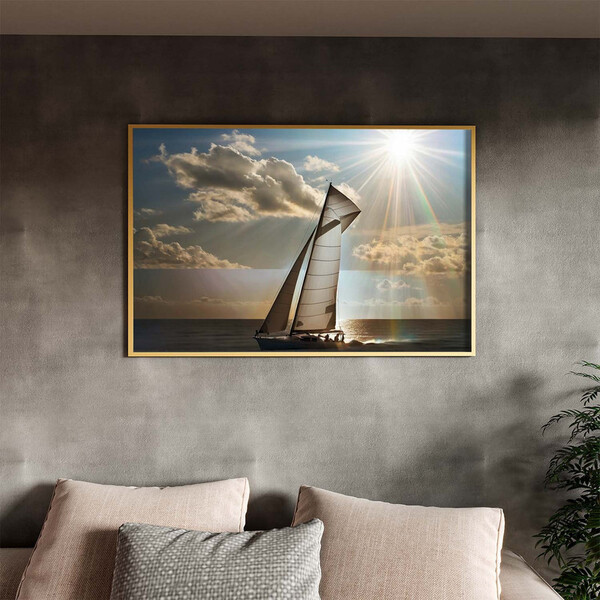 Quadro Decorativo Paisagem Horizontes Marítimos Com Moldura D