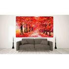 Quadro Decorativo Paisagem Jardim Vermelho - 200x100cm