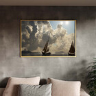 Quadro Decorativo Paisagem Jornada Aquática Com Moldura Doura