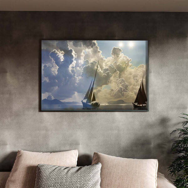 Quadro Decorativo Paisagem Jornada Aquática Com Moldura E Vid