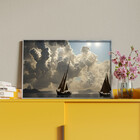 Quadro Decorativo Paisagem Jornada Aquática Com Moldura Prata