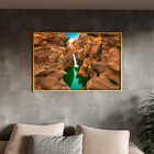 Quadro Decorativo Paisagem Lago Cascata De Agua Com Moldura D