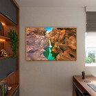 Quadro Decorativo Paisagem Lago Cascata De Agua Com Moldura E