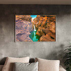 Quadro Decorativo Paisagem Lago Cascata De Agua Com Moldura E