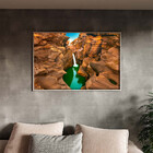 Quadro Decorativo Paisagem Lago Cascata De Agua Com Moldura P