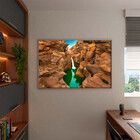 Quadro Decorativo Paisagem Lago Cascata De Agua Com Moldura P