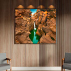 Quadro Decorativo Paisagem Lago Cascata De Agua Com Moldura P