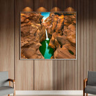 Quadro Decorativo Paisagem Lago Cascata De Agua Com Moldura P