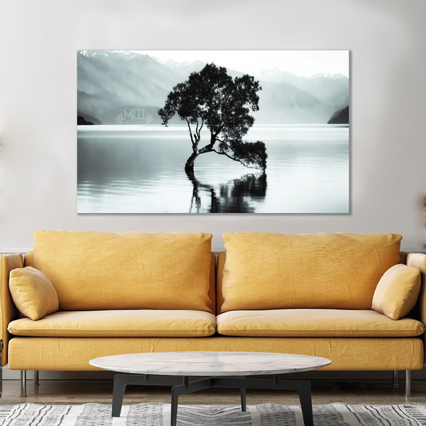 Quadro Decorativo Paisagem Lago Com Arvore Antiga Para Quarto