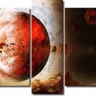 Quadro Decorativo Paisagem Lua Vermelha 5 Peças