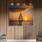 Quadro Decorativo Paisagem Mar Aberto Com Moldura Prata - 200