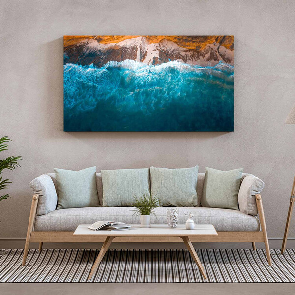 Quadro Decorativo Paisagem Mar E Pedras - 100x70 Cm