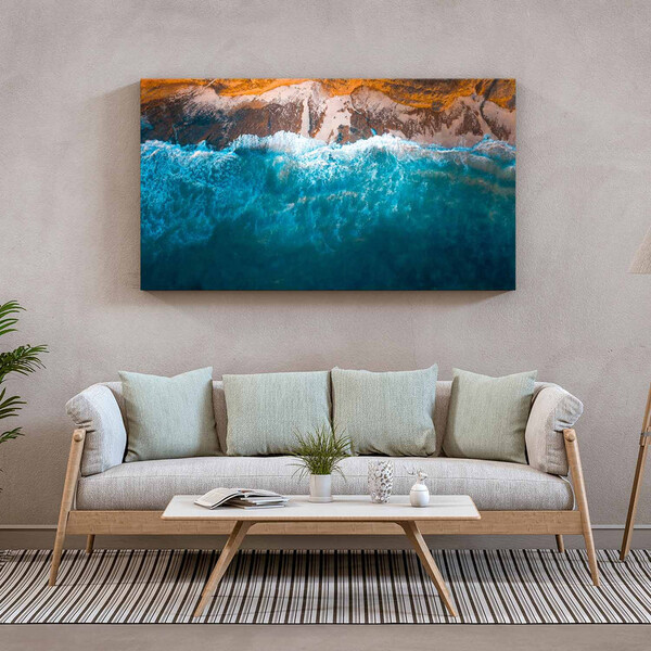 Quadro Decorativo Paisagem Mar E Pedras - 150x100 Cm