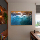 Quadro Decorativo Paisagem Mar E Pedras Com Moldura E Vidro D