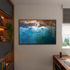 Quadro Decorativo Paisagem Mar E Pedras Com Moldura E Vidro P