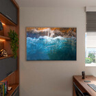 Quadro Decorativo Paisagem Mar E Pedras Com Moldura E Vidro P