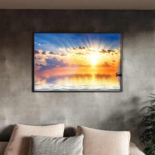 Quadro Decorativo Paisagem Miragem Aquática Com Moldura E Vid