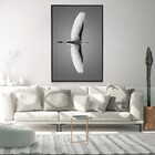 Quadro Decorativo Paisagem Moderno Voo Da Garça Com Moldura 4