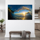 Quadro Decorativo Paisagem Por Do Sol Em Meio A Onda - 120x80