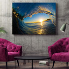 Quadro Decorativo Paisagem Por Do Sol Em Meio A Onda - 200x10