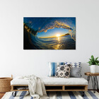 Quadro Decorativo Paisagem Por Do Sol Em Meio A Onda - 200x10