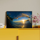 Quadro Decorativo Paisagem Por Do Sol Em Meio A Onda Com Mold