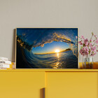 Quadro Decorativo Paisagem Por Do Sol Em Meio A Onda Com Mold