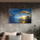 Quadro Decorativo Paisagem Por Do Sol Em Meio A Onda Com Mold