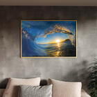 Quadro Decorativo Paisagem Por Do Sol Em Meio A Onda Com Mold