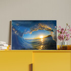 Quadro Decorativo Paisagem Por Do Sol Em Meio A Onda Com Mold