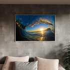 Quadro Decorativo Paisagem Por Do Sol Em Meio A Onda Com Mold