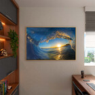 Quadro Decorativo Paisagem Por Do Sol Em Meio A Onda Com Mold
