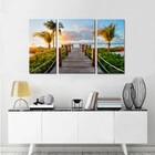 Quadro Decorativo Paisagem Praia 3 Peças M10