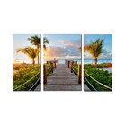 Quadro Decorativo Paisagem Praia 3 Peças M10