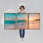 Quadro Decorativo Paisagem Praia, Mar E Pôr Do Sol 3 Telas 60