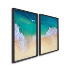 Quadro Decorativo Paisagem Praia Maré Alta Com 2 Telas De Par