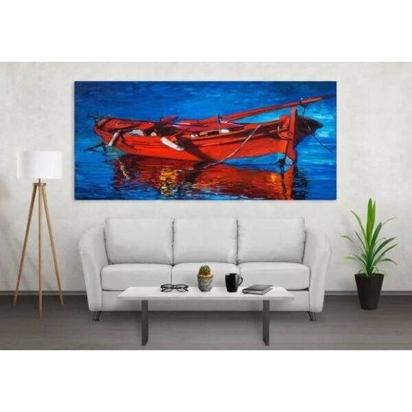 Quadro Decorativo Paisagem Red Boat - 90x60cm