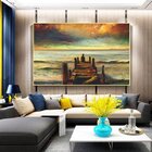 Quadro Decorativo Paisagem Reflexão Com Moldura Dourada 120x60