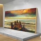 Quadro Decorativo Paisagem Reflexão Com Moldura Dourada 150x80