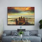 Quadro Decorativo Paisagem Reflexão Com Moldura Marrom 100x70