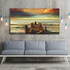 Quadro Decorativo Paisagem Reflexão Com Moldura Prata 180x100