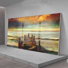 Quadro Decorativo Paisagem Reflexão Com Moldura Prata E Vidro