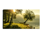 Quadro Decorativo Paisagem Rio Barranco Arvore Por Do Sol 55x