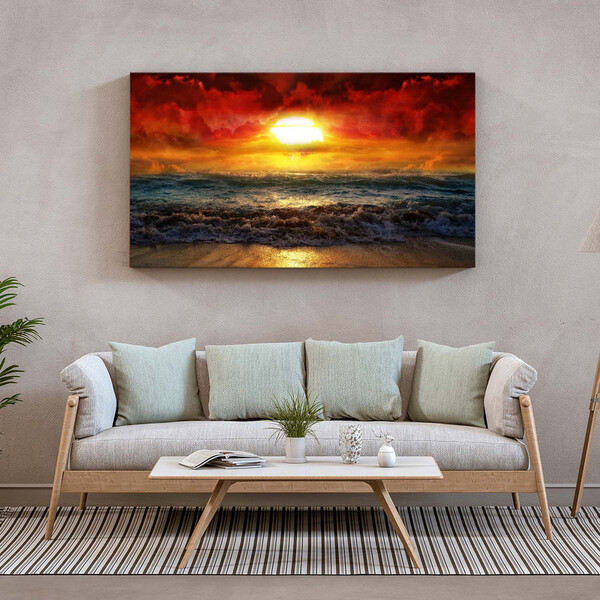 Quadro Decorativo Paisagem Sunset Beach - 90x60 Cm