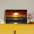 Quadro Decorativo Paisagem Sunset Beach Com Moldura Dourada -