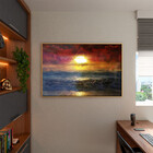 Quadro Decorativo Paisagem Sunset Beach Com Moldura E Vidro D