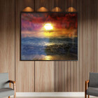 Quadro Decorativo Paisagem Sunset Beach Com Moldura E Vidro P